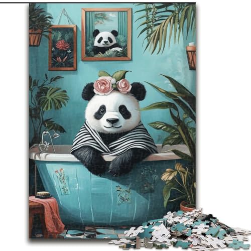 Puzzle 1000 Teile für Erwachsene, Badezimmer-Panda-Puzzle, 1000 Teile, interaktives Familienspiel, geeignet für Kinder ab 14 Jahren (Größe 50x75cm) von WGLINGX