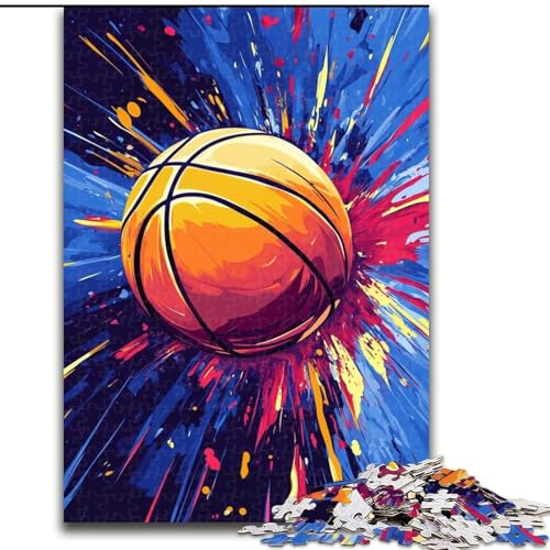 Puzzle 1000 Teile für Erwachsene, Basketball-Ölgemälde, Puzzle für Erwachsene, 1000 Teile, perfekt für Heim- und Bürodekoration, Partys, Geburtstage (Größe 26x38cm) von WGLINGX