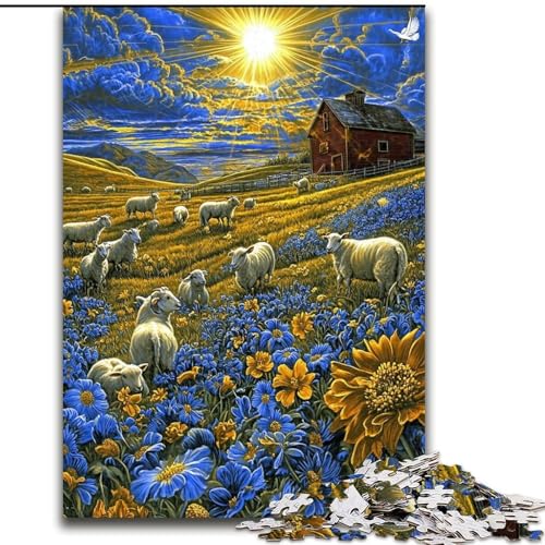 Puzzle 1000 Teile für Erwachsene, Bauernhoftiere, Papppuzzle, Familienaktivitätsspiel für Teenager, anspruchsvolles Denkspiel (Größe 26x38cm) von WGLINGX