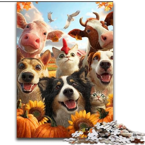 Puzzle 1000 Teile für Erwachsene, Bauernhoftiere, Puzzle für Erwachsene, 1000 Teile, Lernspiele, schöne Dekoration (Größe 50x75cm) von WGLINGX