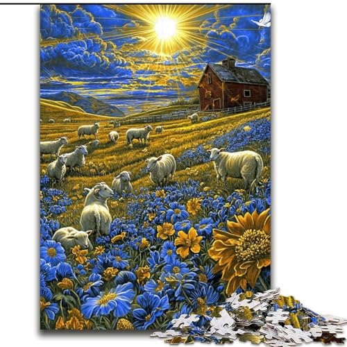 Puzzle 1000 Teile für Erwachsene, Bauernhoftiere-Puzzle, 1000 Teile, interaktives Familienspiel, geeignet für Kinder ab 14 Jahren (Größe 50x75cm) von WGLINGX