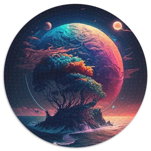 Puzzle 1000 Teile für Erwachsene, Baum, Planet, Land, runde Puzzles 1000 Teile für Erwachsene, anspruchsvolles Denkspiel – entspannendes Spielzeug für Teenager, 1000 Teile (67,5x67,5cm) von WGLINGX