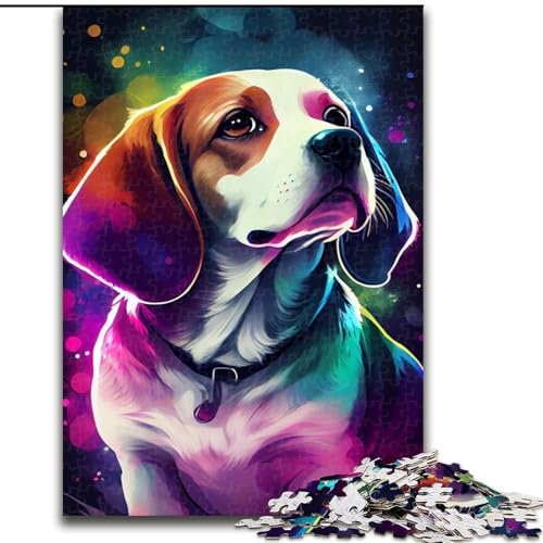Puzzle 1000 Teile für Erwachsene, Beagle-Hund, buntes Holzpuzzle, interaktives Familienspiel, Denksportaufgabe, Geschenk, Lernspielzeug (Größe 26x38cm) von WGLINGX