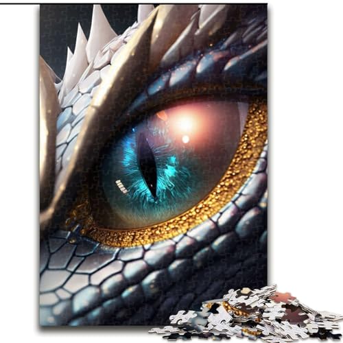 Puzzle 1000 Teile für Erwachsene, Beauty Dragon Eye, Holzpuzzle, interaktives Familienspiel, Denksportaufgabe, Geschenk, Lernspielzeug (Größe 26x38cm) von WGLINGX