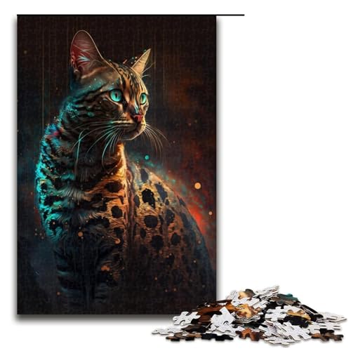 Puzzle 1000 Teile für Erwachsene, Bengalkatzen-Malpuzzle für Jugendliche ab 14 Jahren, 50 x 75 cm von WGLINGX