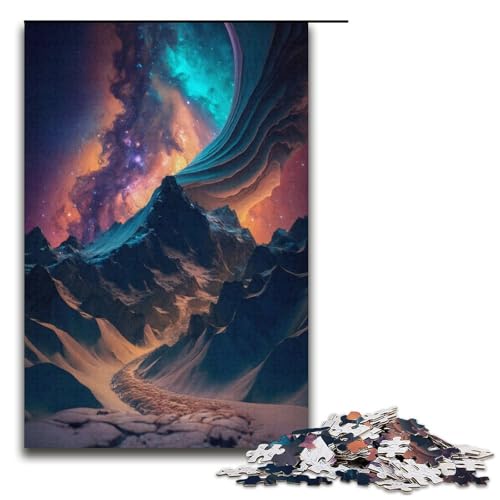 Puzzle 1000 Teile für Erwachsene, Berge und Milchstraße, Puzzle aus Pappe, pädagogisches Spielzeug zum Stressabbau (Größe 38 x 26 cm) von WGLINGX
