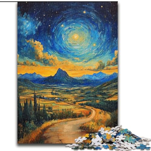Puzzle 1000 Teile für Erwachsene, Berge unter dem Nachthimmel Puzzle für Erwachsene 1000 Weihnachten oder Geburtstage (Größe 50x75cm) von WGLINGX