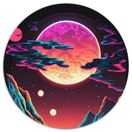 Puzzle 1000 Teile für Erwachsene, Berglandschaft, runde Puzzles 1000 Teile für Erwachsene, anspruchsvolles Denkspiel – entspannendes Spielzeug für Teenager, 1000 Teile (67,5x67,5cm) von WGLINGX