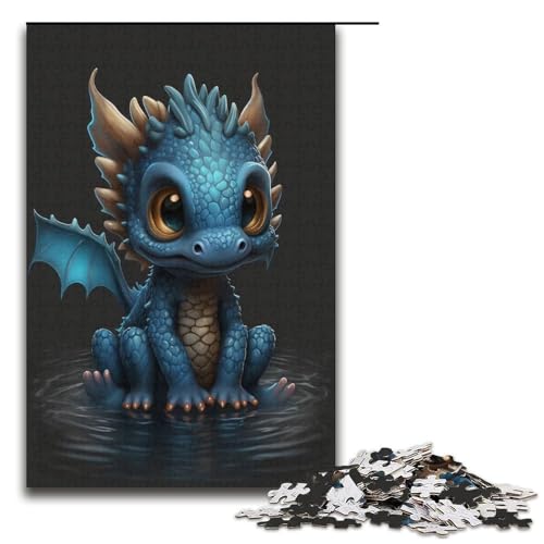 Puzzle 1000 Teile für Erwachsene, Blaues Drachenbaby, Puzzle für Jugendliche ab 14 Jahren, 38 x 26 cm von WGLINGX