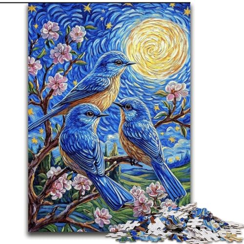 Puzzle 1000 Teile für Erwachsene, Blauvogel auf dem Baum, 1000-teiliges Puzzle, interaktives Familienspiel, Denksportaufgabe als Geschenk, Lernspielzeug (Größe 26x38cm) von WGLINGX
