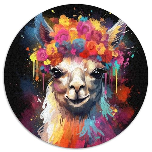Puzzle 1000 Teile für Erwachsene, Blumen, Roter Panda, runde Puzzles 1000 Teile für Erwachsene, anspruchsvolles Denkspiel – entspannendes Spielzeug für Teenager, 1000 Teile (67,5x67,5cm) von WGLINGX