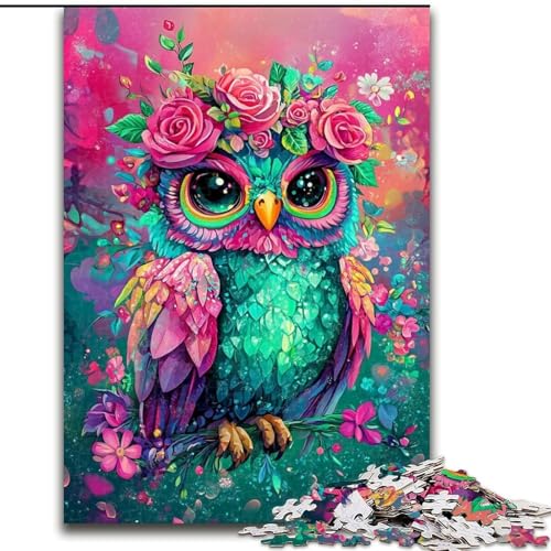 Puzzle 1000 Teile für Erwachsene, Blumen-Eulen-Puzzle aus Pappe für Erwachsene, anspruchsvolles Denkspiel für Teenager, Spaß für den Spieleabend mit der Familie (Größe 26x38cm) von WGLINGX