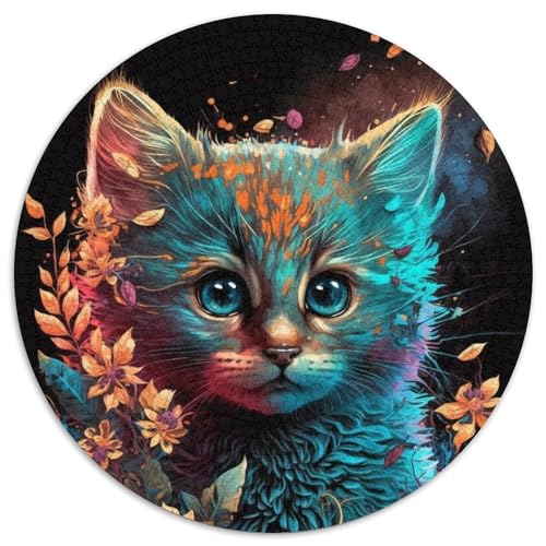 Puzzle 1000 Teile für Erwachsene, Blumen- und Kätzchen-Puzzle, Spielzeug, Geschenk, pädagogisches, intellektuelles, entspannendes Familienspiel (67,5x67,5cm) von WGLINGX