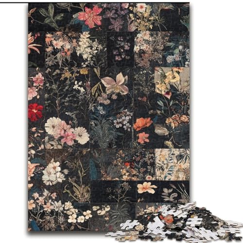 Puzzle 1000 Teile für Erwachsene, Blumencollage, Holzpuzzle, Familienaktivitätsspiel für Teenager, anspruchsvolles Denkspiel (Größe 50x75cm) von WGLINGX
