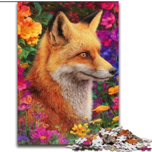 Puzzle 1000 Teile für Erwachsene, Blumenfuchs, Holzpuzzle, Familienaktivitätsspiel für Teenager, anspruchsvolles Denkspiel (Größe 50x75cm) von WGLINGX