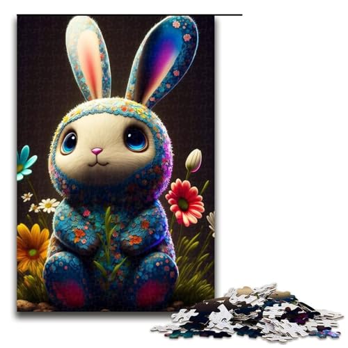 Puzzle 1000 Teile für Erwachsene, Blumenhasen-Puzzle, für Teenager, Spielzeug, Denkspiel (Größe 50 x 75 cm) von WGLINGX