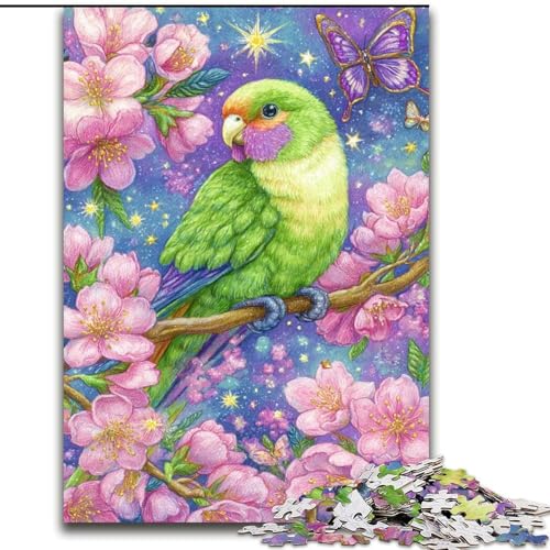 Puzzle 1000 Teile für Erwachsene, Blumenpapagei, Unmögliches Puzzle für Erwachsene, Weihnachten, Halloween, Muttertag, Neujahr, Ostergeschenk (Größe 50x75cm) von WGLINGX
