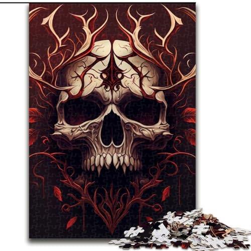 Puzzle 1000 Teile für Erwachsene, Blumenschädel-Puzzle für Erwachsene, 1000 Teile, unmögliche Lernspiele und Geschenke zur Heimdekoration (Größe 26x38cm) von WGLINGX