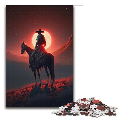 Puzzle 1000 Teile für Erwachsene, Blutmond-Cowboy-Puzzle, praktisches Spiel, hilft dem Gehirn, süchtig machendes Spielzeug zu trainieren, um Geduld zu fördern, 14,96 x 10,24 Zoll Puzzle 1000 Teile für Erwachsene, Blutmond-Cowboy-Puzzle, praktisches Spiel, hilft dem Gehirn, süchtig machendes Spielzeug zu trainieren, um Geduld zu fördern, 14,96 x 10,24 Zoll von WGLINGX