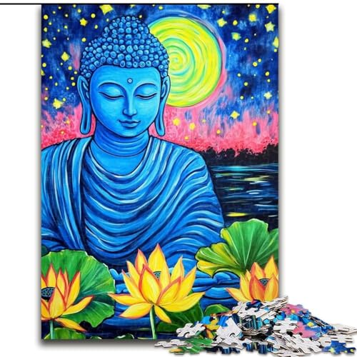 Puzzle 1000 Teile für Erwachsene, Buddha-Puzzle für Erwachsene, interaktives Familienspiel, geeignet für Kinder ab 14 Jahren (Größe 26x38cm) von WGLINGX