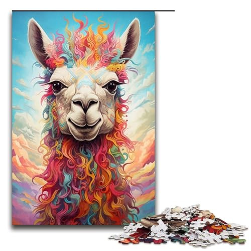 Puzzle 1000 Teile für Erwachsene, Bunte Alpakas, Lernspiele, Staycation, Zeitvertreib für Teenager ab 14 Jahren, 50 x 75 cm von WGLINGX