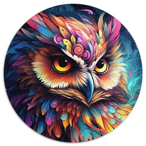 Puzzle 1000 Teile für Erwachsene, Bunte Eule, runde Puzzles 1000 Teile für Erwachsene, anspruchsvolles Denkspiel – entspannendes Spielzeug für Teenager, 1000 Teile (67,5x67,5cm) von WGLINGX