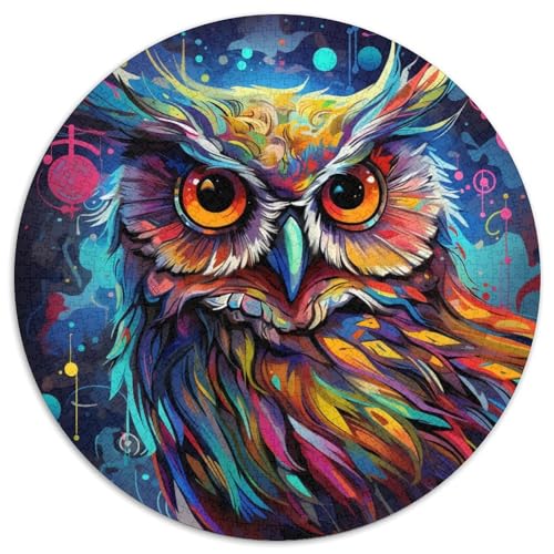 Puzzle 1000 Teile für Erwachsene, Bunte Eulenkunst, runde Puzzles, anspruchsvolles Denkspiel für Teenager, perfekt als Heimdekoration oder Geschenk 67,5 x 67,5 cm von WGLINGX