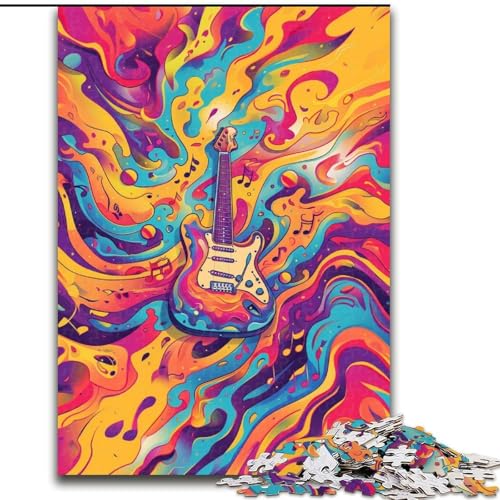 Puzzle 1000 Teile für Erwachsene, Bunte Gitarren, 1000-teiliges Puzzle für Erwachsene, anspruchsvolles DIY-Denkspiel, interaktive Familienaktivität (Größe 50x75cm) von WGLINGX