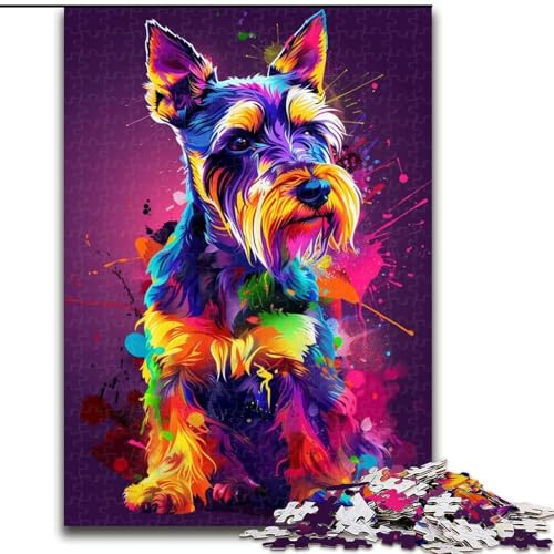 Puzzle 1000 Teile für Erwachsene, Bunte Hunde, Holzpuzzle, Teenager, Stressabbau, Cooles einzigartiges Geschenk für die Familie (Größe 26x38cm) von WGLINGX