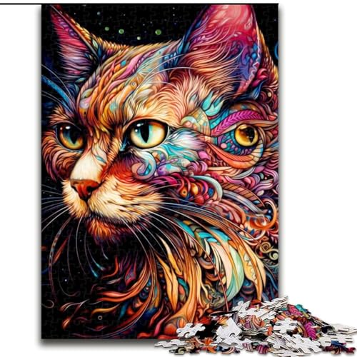 Puzzle 1000 Teile für Erwachsene, Bunte Katze, 1000 Teile, Puzzle, Spielzeug, Geschenk, pädagogisches, intellektuelles, entspannendes Spaßspiel für die ganze Familie, Größe 26x38cm Puzzle 1000 Teile für Erwachsene, Bunte Katze, 1000 Teile, Puzzle, Spielzeug, Geschenk, pädagogisches, intellektuelles, entspannendes Spaßspiel für die ganze Familie, Größe 26x38cm von WGLINGX