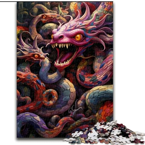 Puzzle 1000 Teile für Erwachsene, Bunte Kunstschlange, Holzpuzzle für Erwachsene und Jugendliche, anspruchsvolle Spielzeugspiele (Größe 50x75cm) von WGLINGX
