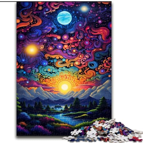 Puzzle 1000 Teile für Erwachsene, Bunte Wolken, Holzpuzzle, Teenager, Stressabbau, Cooles einzigartiges Geschenk für die Familie (Größe 26x38cm) von WGLINGX
