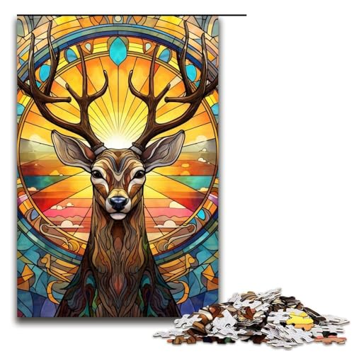 Puzzle 1000 Teile für Erwachsene, Buntglas-Hirsch-Puzzle, Lernspiele helfen dem Gehirn, süchtig machendes Spielzeug zur Förderung der Geduld, 50 x 75 cm Puzzle 1000 Teile für Erwachsene, Buntglas-Hirsch-Puzzle, Lernspiele helfen dem Gehirn, süchtig machendes Spielzeug zur Förderung der Geduld, 50 x 75 cm von WGLINGX