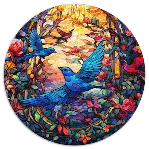 Puzzle 1000 Teile für Erwachsene, Buntglasvogel, schwierige Puzzles für Erwachsene, DIY-Heimdekor, Denkspiel für Teenager (67,5 x 67,5 cm) von WGLINGX