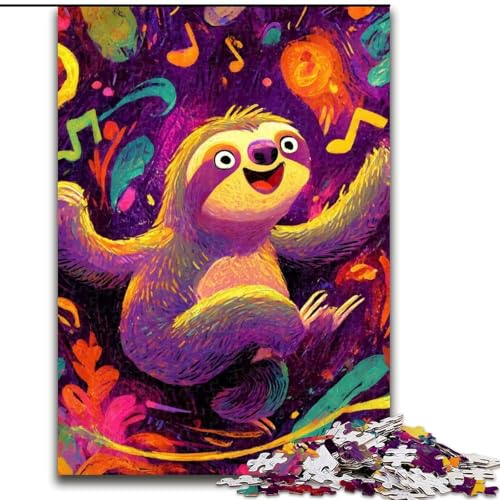 Puzzle 1000 Teile für Erwachsene, Cartoon-Faultier-Puzzle für Erwachsene, interaktives Familienspiel, geeignet für Kinder ab 14 Jahren (Größe 26x38cm) von WGLINGX