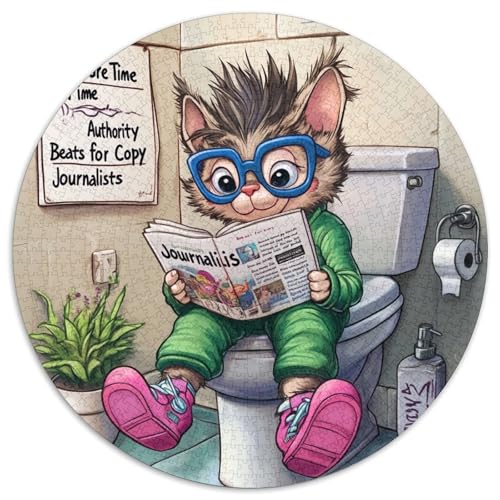 Puzzle 1000 Teile für Erwachsene, Cat Go Toilet, Puzzle, Denksportaufgabe und Heimdekoration, 1000 Teile (67,5x67,5cm) von WGLINGX