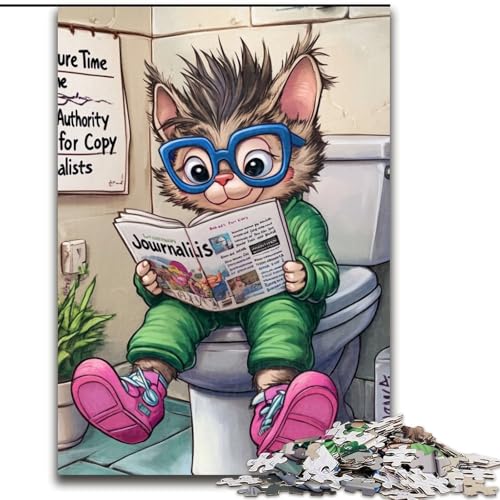 Puzzle 1000 Teile für Erwachsene, Cat Go Toilet Puzzle, 1000 Teile, interaktives Familienspiel, Denksportaufgabe, Geschenk, Lernspielzeug (Größe 26x38cm) von WGLINGX