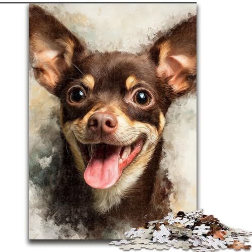 Puzzle 1000 Teile für Erwachsene, Chihuahua, 1000-teiliges Puzzle, interaktives Familienspiel, Denksportaufgabe als Geschenk, Lernspielzeug (Größe 26x38cm) von WGLINGX