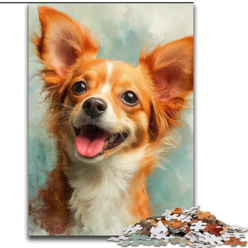 Puzzle 1000 Teile für Erwachsene, Chihuahua, Puzzle für Erwachsene, 1000 Teile, Spielzeug, Geschenk, pädagogisch wertvoll, intellektuell, entspannend, lustiges Familienspiel (Größe 26x38cm) von WGLINGX
