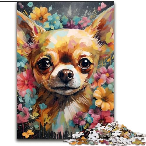 Puzzle 1000 Teile für Erwachsene, Chihuahua, schwierige Puzzles für Erwachsene, pädagogisches und unterhaltsames Indoor-Spiel für die Heimdekoration (Größe 26x38cm) von WGLINGX