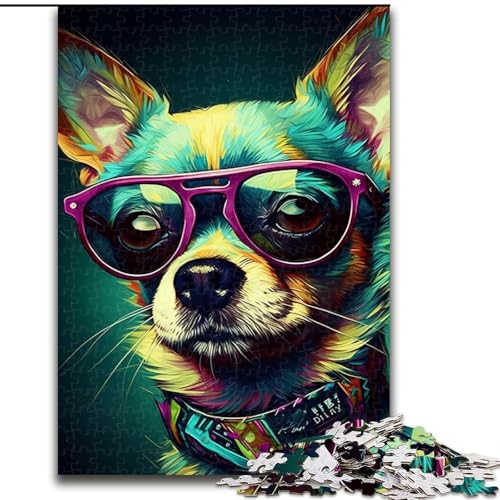 Puzzle 1000 Teile für Erwachsene, Chihuahua-Popart, 1000-teiliges Puzzle, Spielzeug, Geschenk, pädagogisches intellektuelles Entspannungsspiel, lustiges Familienspiel, Größe 50x75cm von WGLINGX