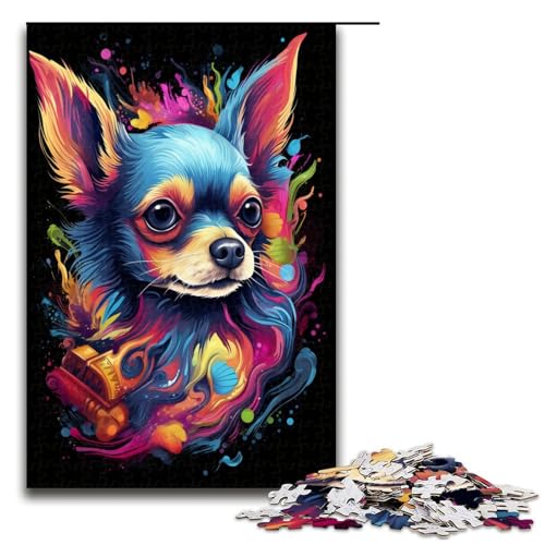 Puzzle 1000 Teile für Erwachsene, Chihuahua-Puzzle, Lernspiele zur Heimdekoration (Größe 50 x 75 cm) von WGLINGX