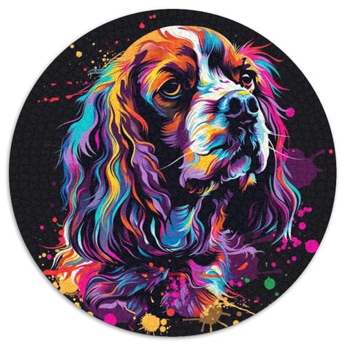 Puzzle 1000 Teile für Erwachsene, Cocker Spaniel, runde Puzzles 1000 Teile für Erwachsene, anspruchsvolles Denkspiel – entspannendes Spielzeug für Teenager, 1000 Teile (67,5x67,5cm) von WGLINGX