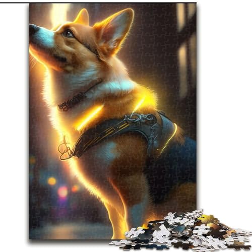 Puzzle 1000 Teile für Erwachsene, Corgi-Hund, Holzpuzzle, interaktives Familienspiel, Denksportaufgabe, Geschenk, Lernspielzeug (Größe 26x38cm) von WGLINGX