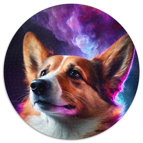Puzzle 1000 Teile für Erwachsene, Corgi-Hund, runde Puzzles 1000 Teile für Erwachsene, anspruchsvolles Denkspiel – entspannendes Spielzeug für Teenager, 1000 Teile (67,5x67,5cm) von WGLINGX