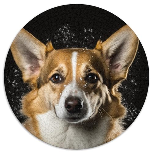 Puzzle 1000 Teile für Erwachsene, Corgi-Hund, runde Puzzles 1000 Teile für Erwachsene, anspruchsvolles Denkspiel – entspannendes Spielzeug für Teenager, 1000 Teile (67,5x67,5cm) von WGLINGX