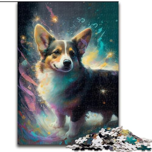 Puzzle 1000 Teile für Erwachsene, Corgi-Hundemalerei, Holzpuzzle, Teenager, Stressabbau, Cooles einzigartiges Geschenk für die Familie (Größe 26x38cm) von WGLINGX