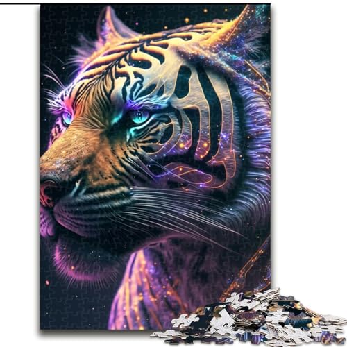 Puzzle 1000 Teile für Erwachsene, Cosmic Tiger, interaktives Familienspiel, Denksportaufgabe, Geschenk, Lernspielzeug, Größe 26x38cm von WGLINGX
