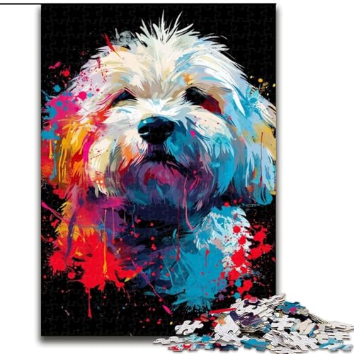 Puzzle 1000 Teile für Erwachsene, Coton de Tuléar-Hundekunst, Holzpuzzle, DIY-Dekoration, gehirnfordernde (Größe 50x75cm) von WGLINGX