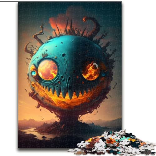 Puzzle 1000 Teile für Erwachsene, Creepy Planet, Holzpuzzle, interaktives Familienspiel, Denksportaufgabe, Geschenk, Lernspielzeug (Größe 50x75cm) von WGLINGX